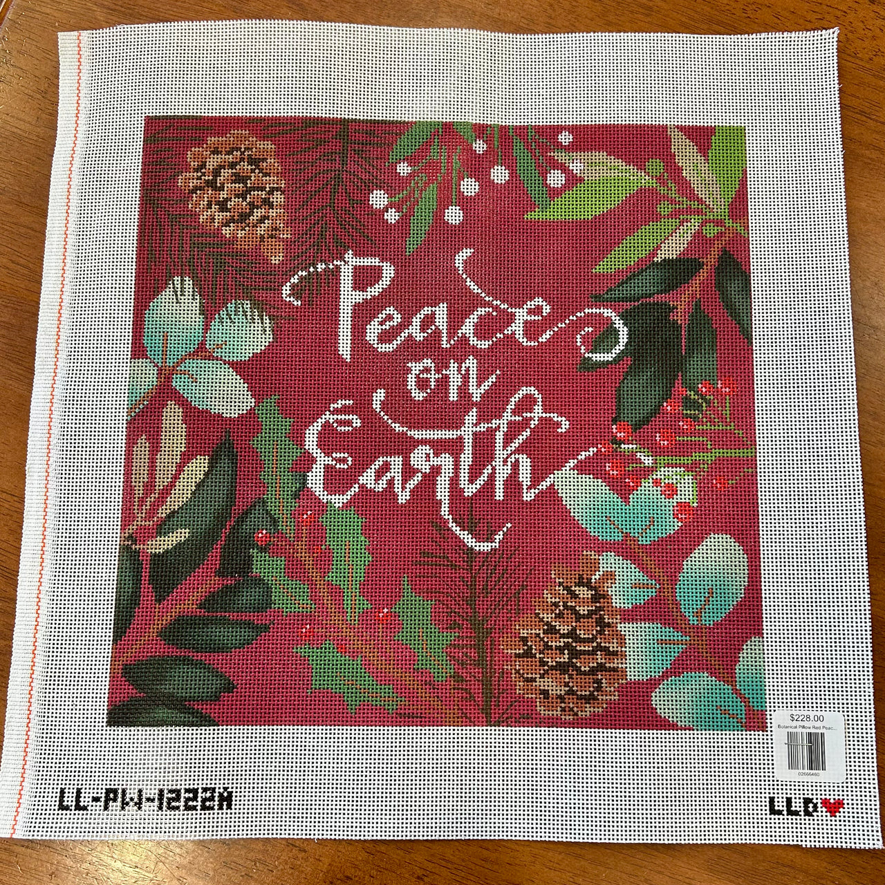 Botanical Pillow Red Peace on Earth LL-PW-1222A