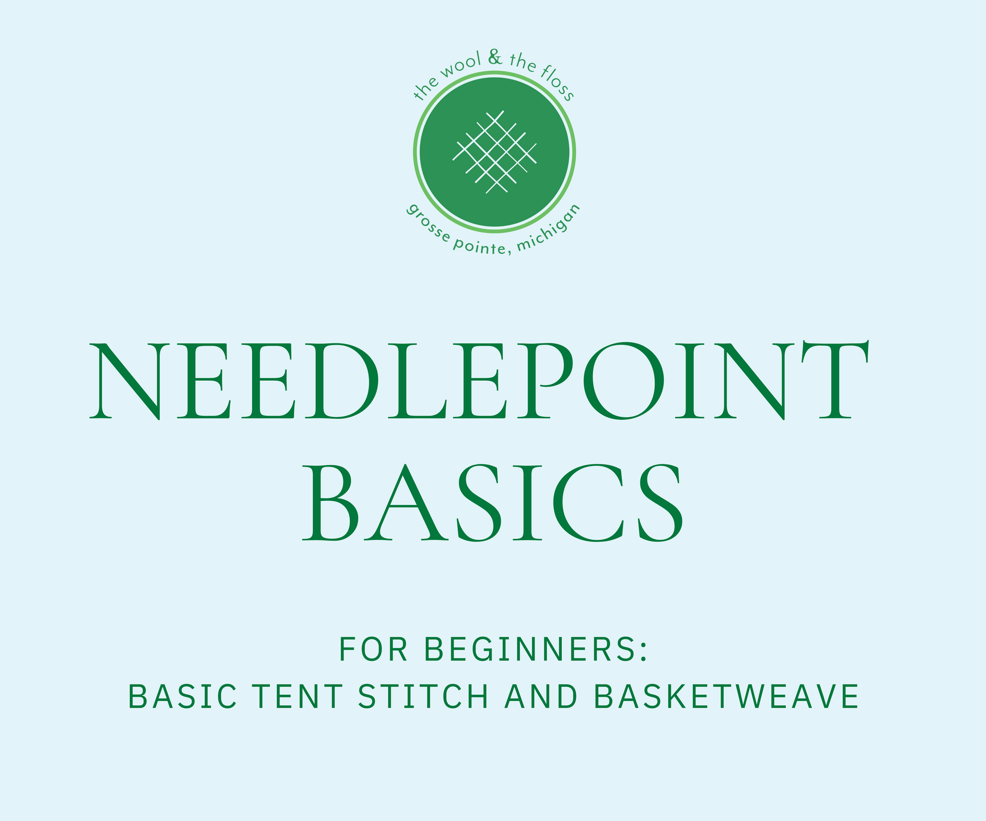 Needlepoint Basics for Beginners:  Basic Tent Stitch and Basketweave