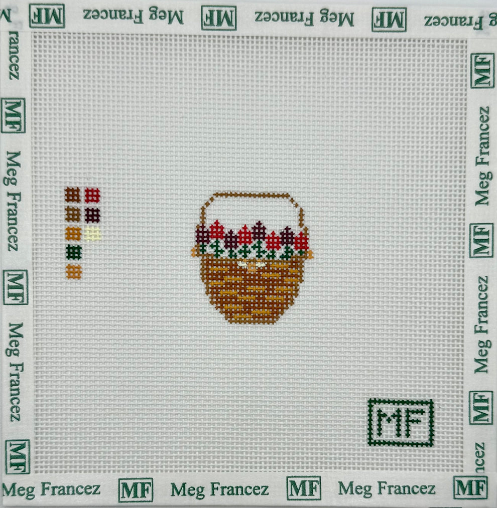 Lightship Basket with Red Flowers - Mini