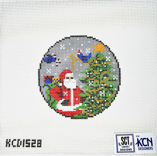 KCD1528 Santa and Birds Round - TS