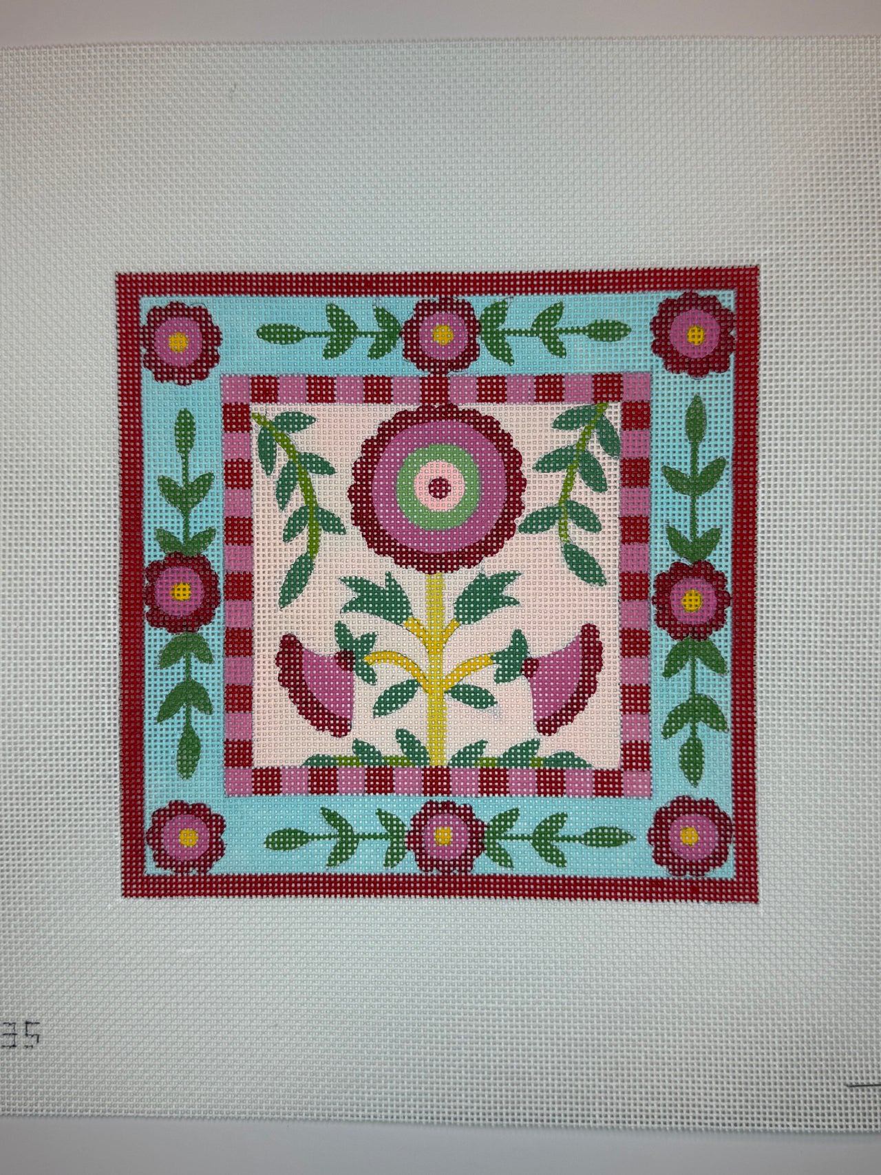 8035 Folk Art Flowers Magenta Square - MKT