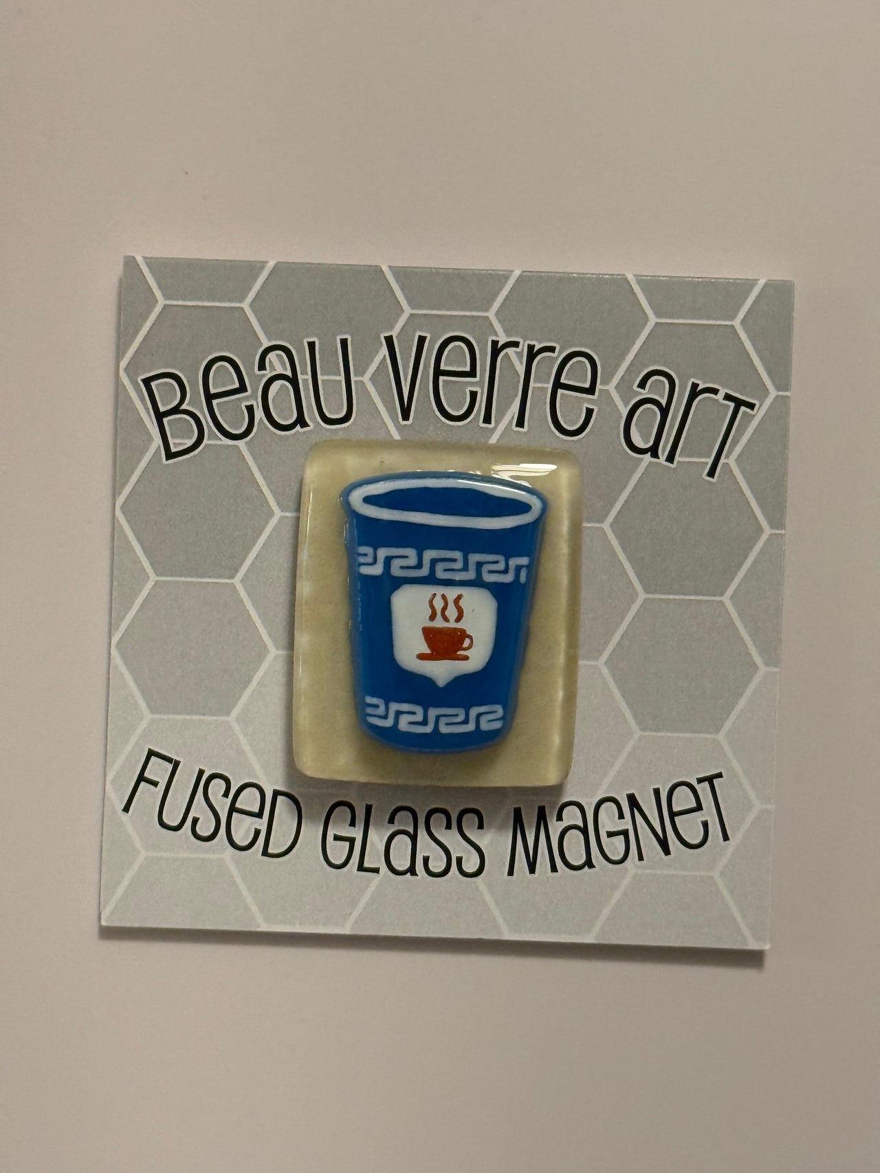 New York Coffee Cup Fused Glass Needleminder - MKT