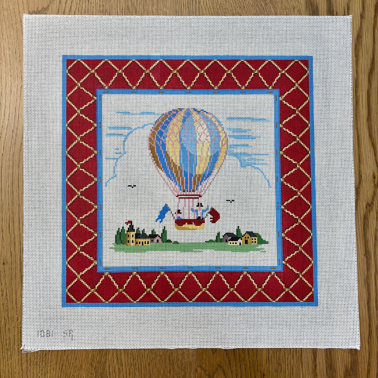 SR1081 Blue and Yellow Hot Air Balloon, 14" Square - 13 mesh - TS