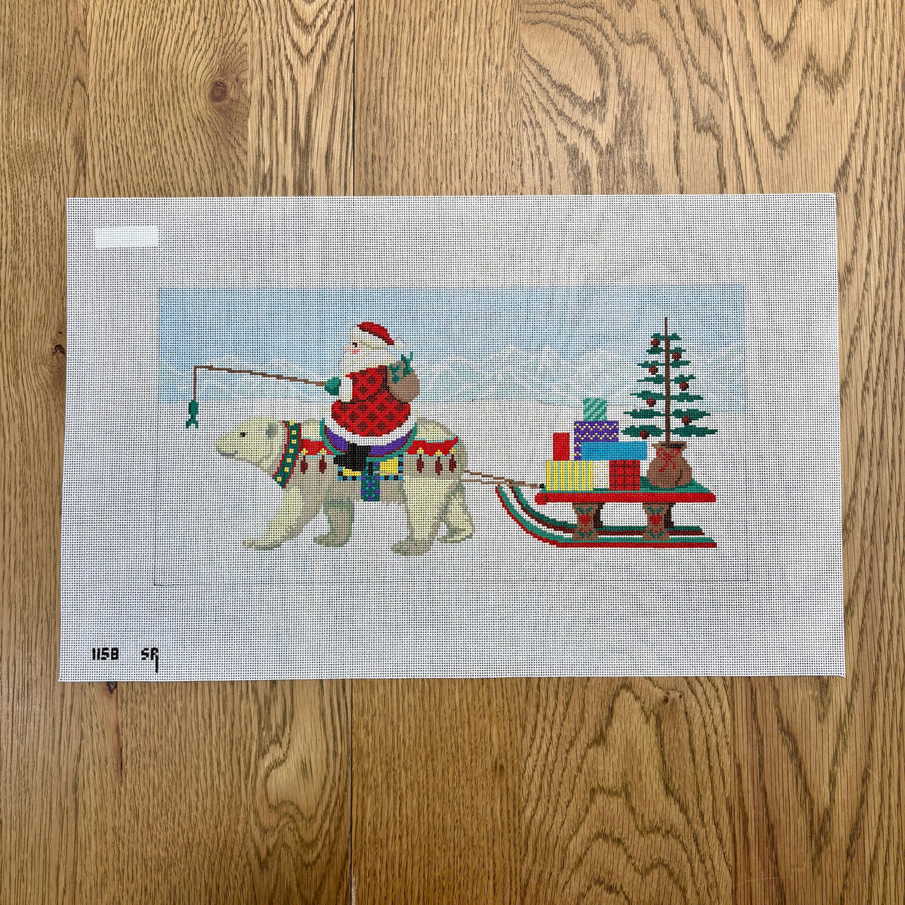 SR1158 Santa Riding Polar Bear with Sled  - 18 mesh - TS