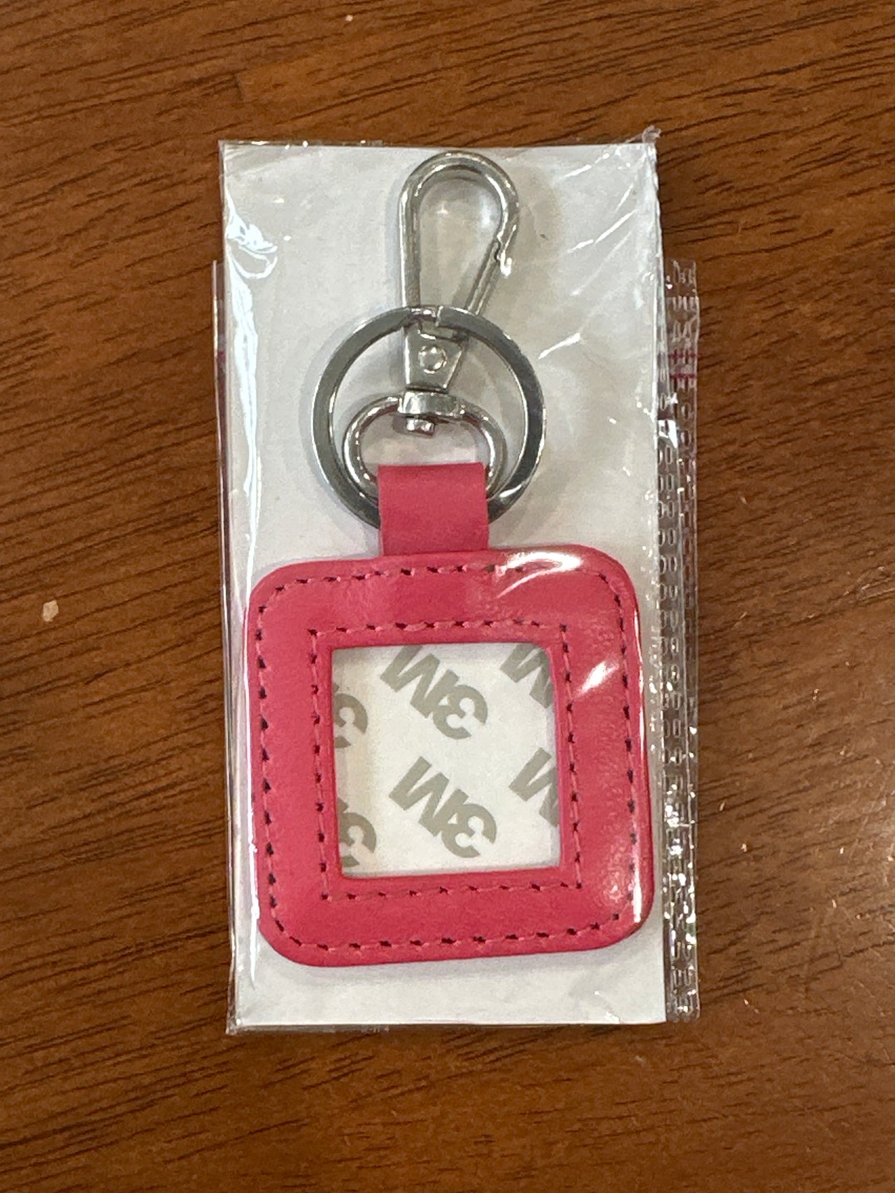 '-  Leather Key Fob - Hot Pink with Silver hardware - TS