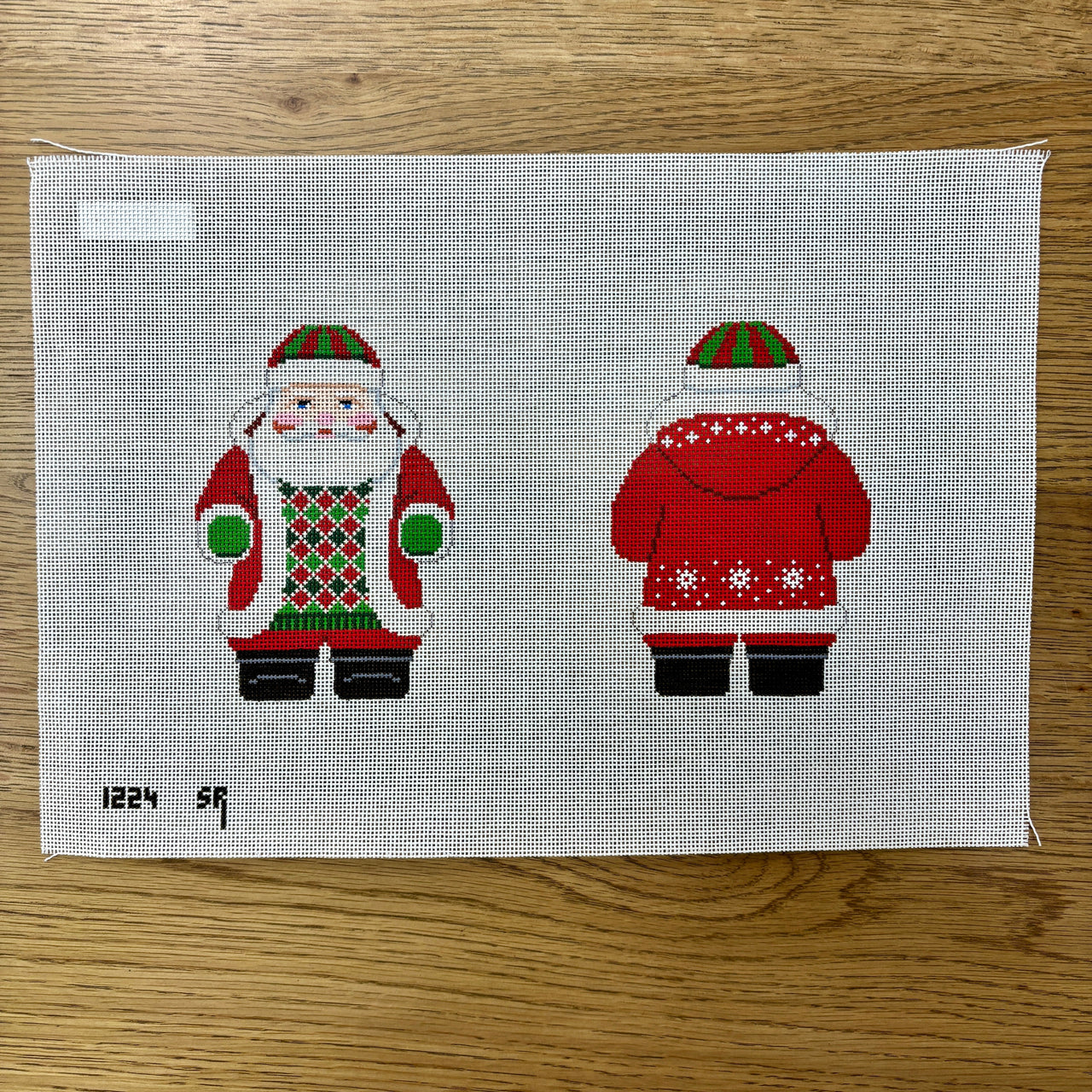 SR1224 Snowflake Red Jacket Santa, 2 Sided - 18 mesh - TS