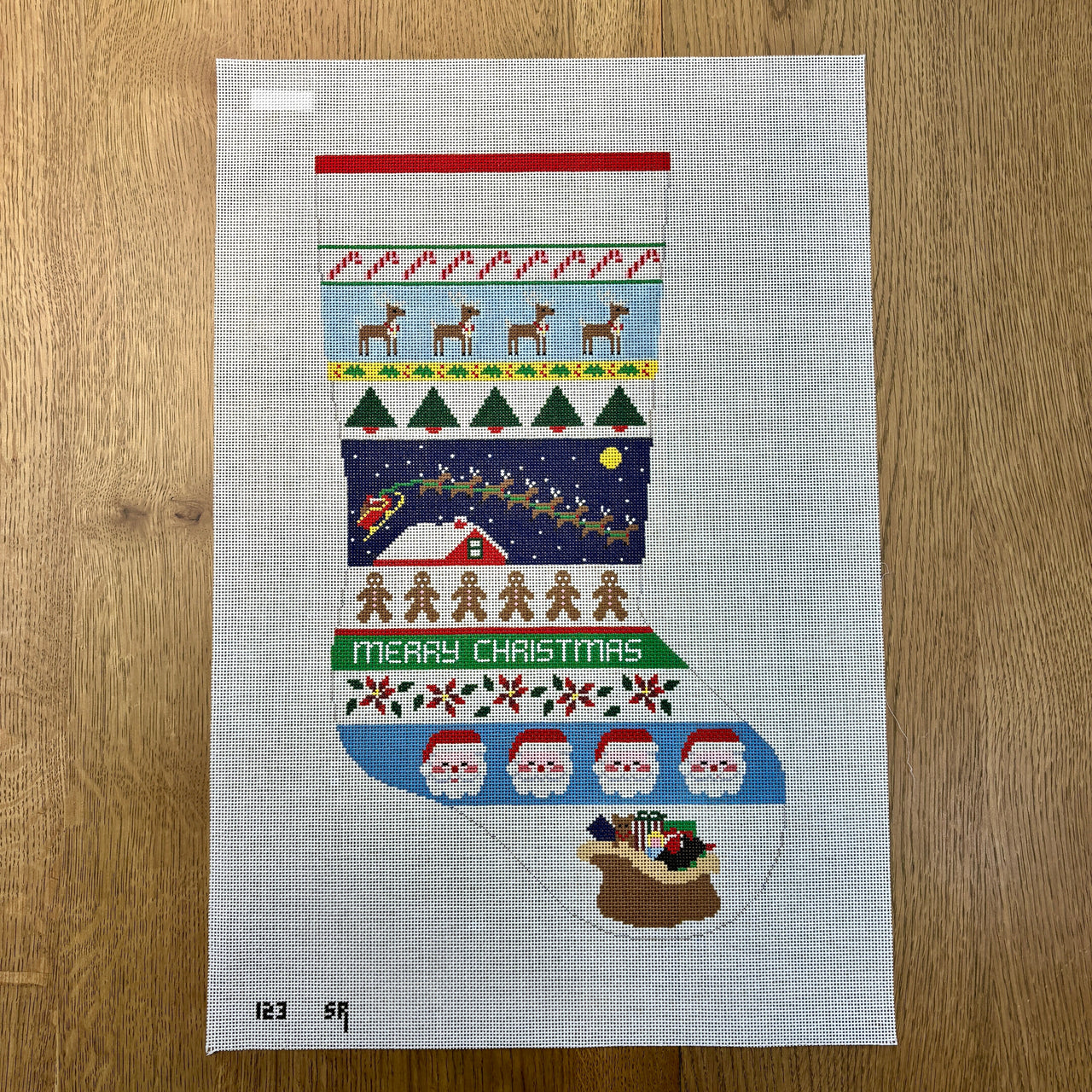 SR0123 Sleigh Over Roof Top Stripe, Stocking - TS