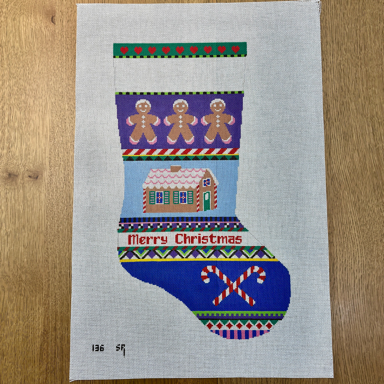 SR0136 Bold Stripe Gingerbread, Stocking - TS