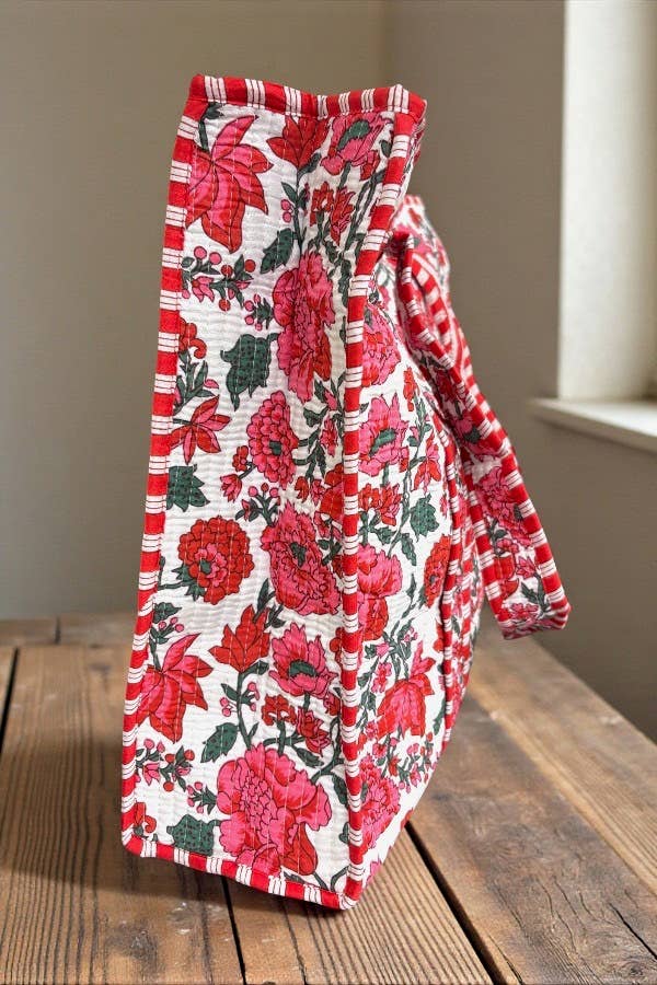 Poppy Pink Floral Tote Bag