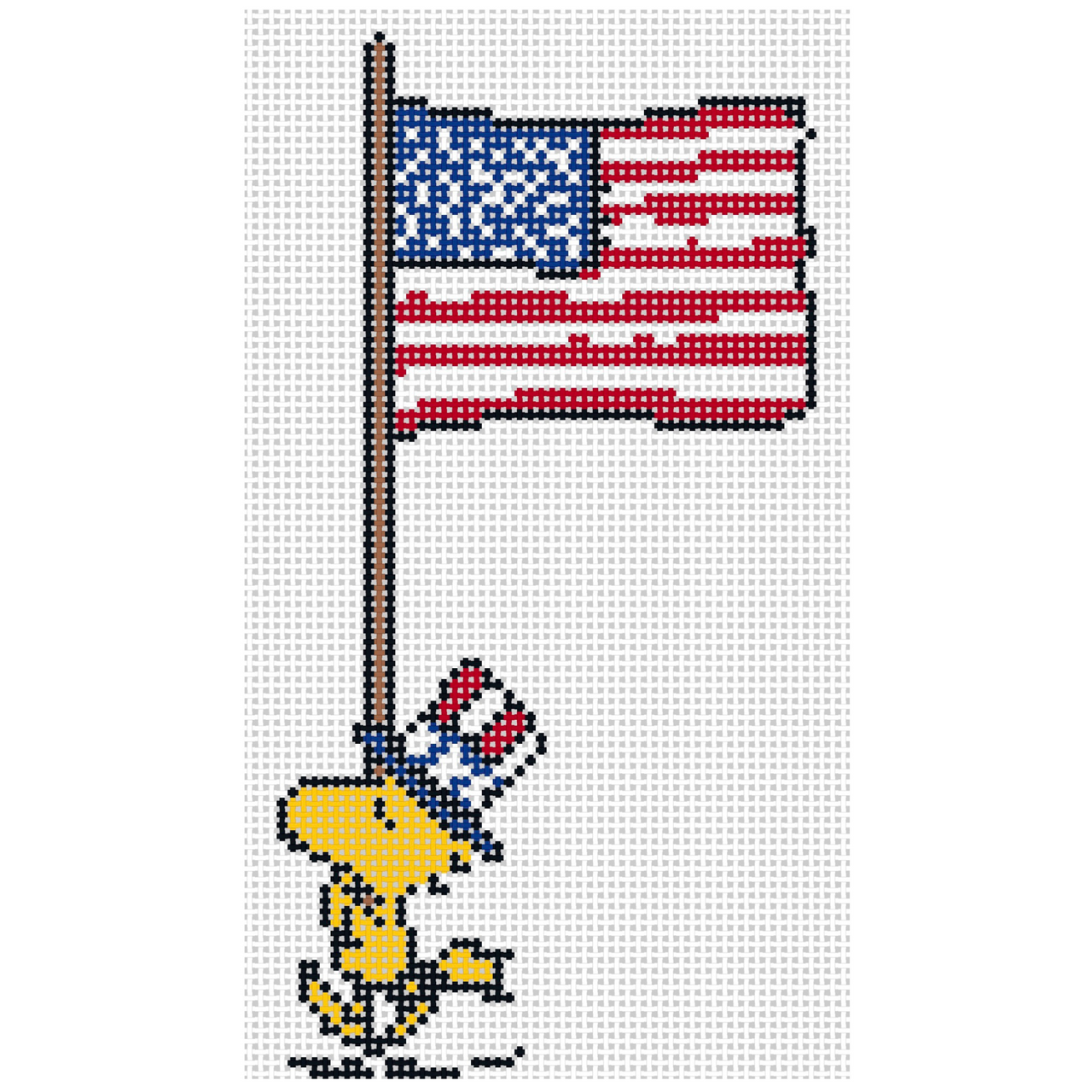 PNTS-PATRIOT02 PEANUTS Patriotic - Woodstock marching with Flag Canvas - SE