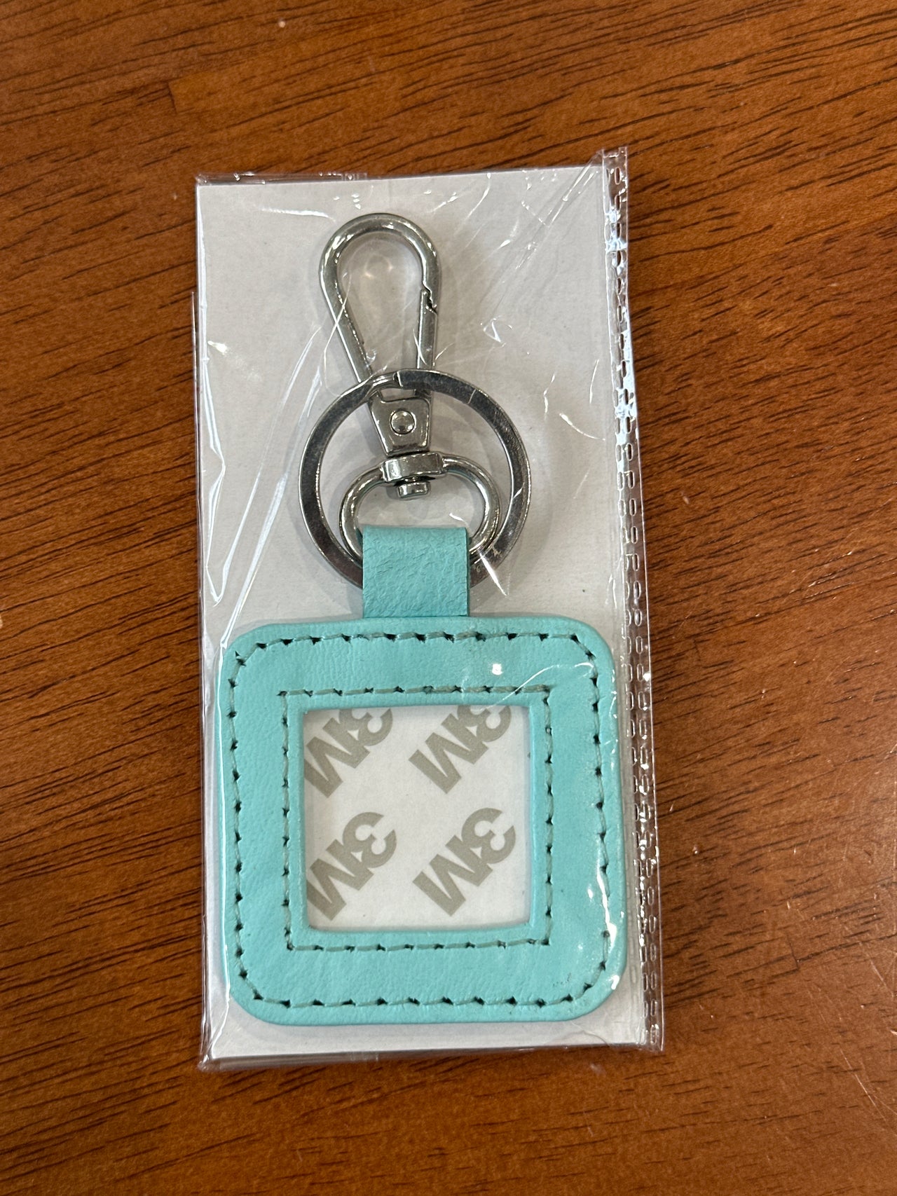 '-  Leather Key Fob - Aqua with Silver hardware - TS