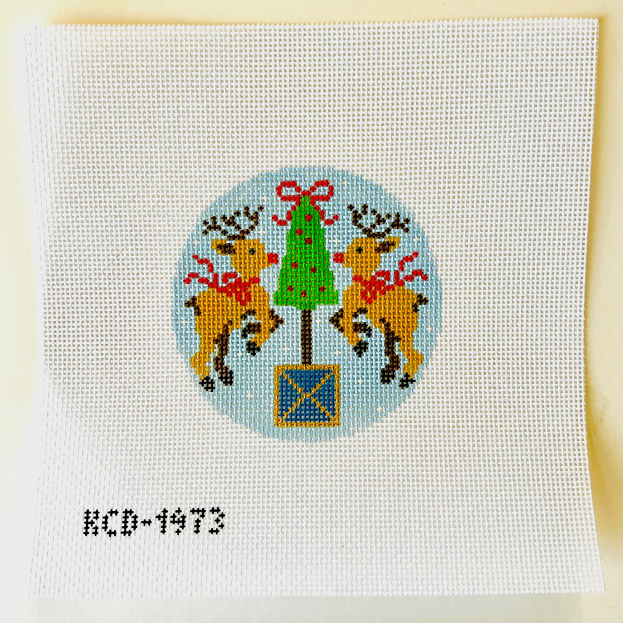 KCD1973 Rudolph with Topiary Blue Round - TS