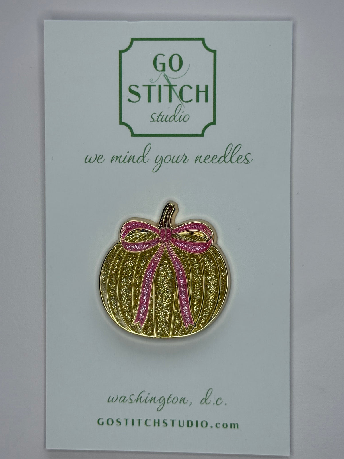 Gold Glitter Pumpkin Bow Needleminder - MKT