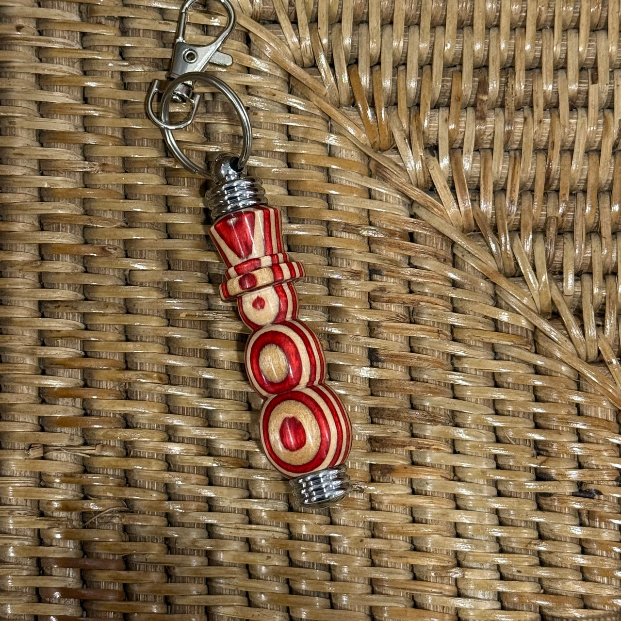 Special Edition Snowman Handcrafted Wooden Needle Case Fob