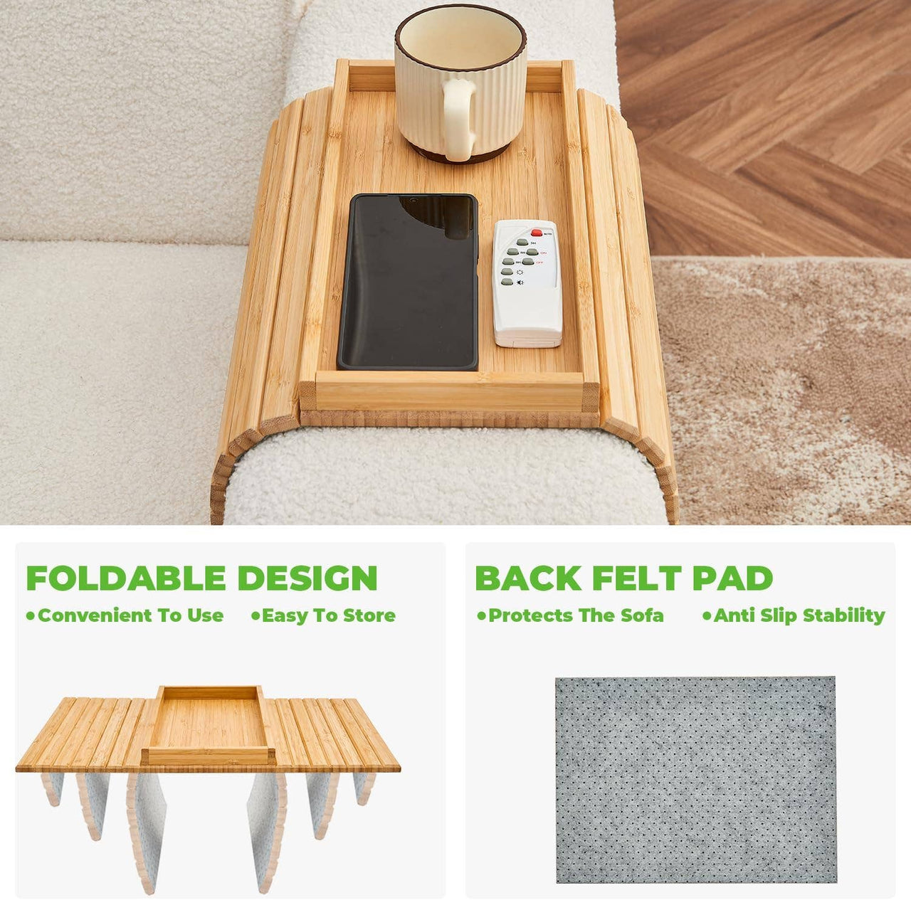 Bamboo Couch Arm Tray