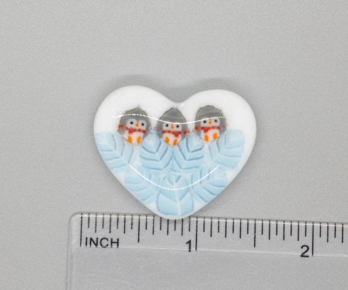 Penguin Murrini Heart Fused Glass Needleminder
