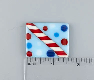 Dots and Stripes Fused Glass Needle Minder