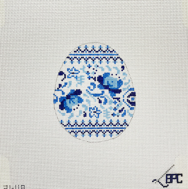 21-118 Blue Chinoiserie Egg #1  - TS