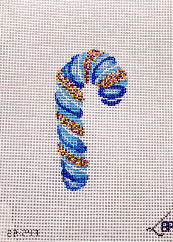 22-243 Sprinkle Candy Cane - blue  - TS