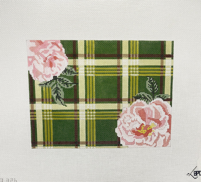 23-326 Green plaid with flower  - TS