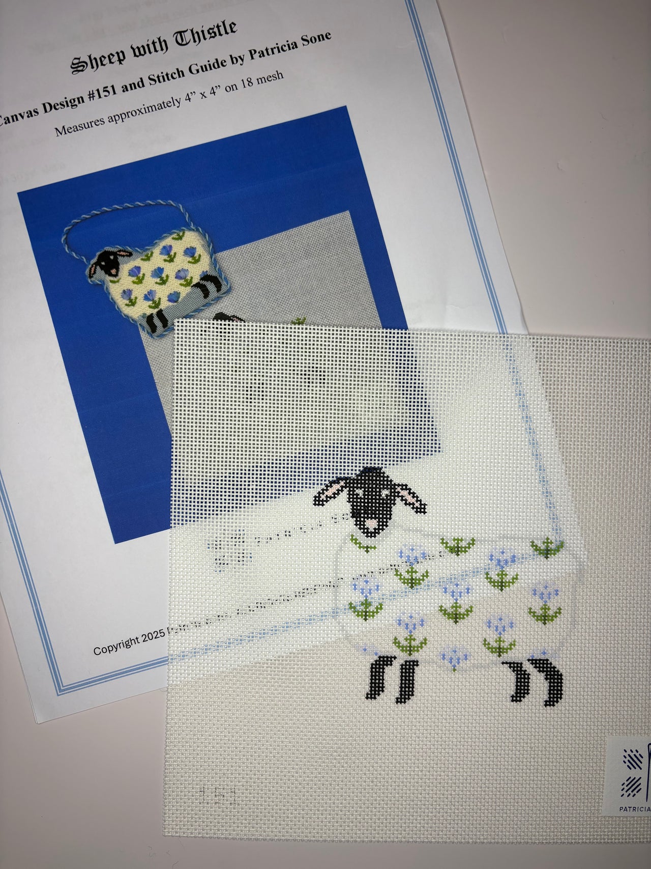 151 Sheep with Thistle with stitch guide