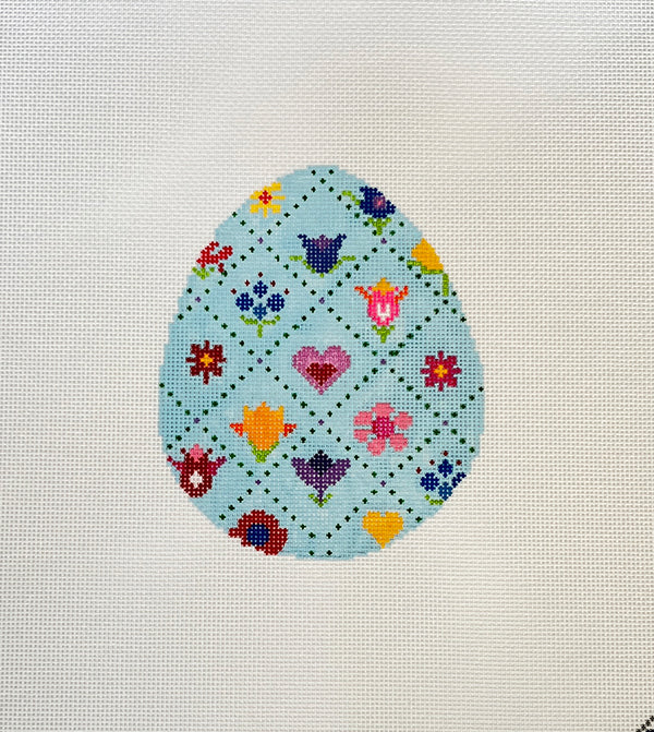 24-377 Blue Grid Egg - TS