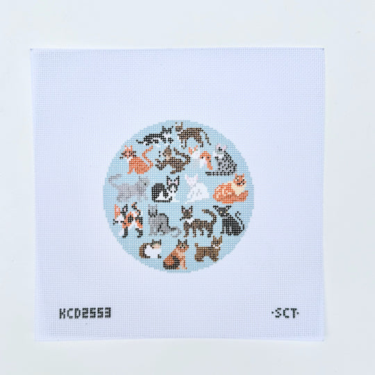 KCD2553 Blue Cats Round Canvas