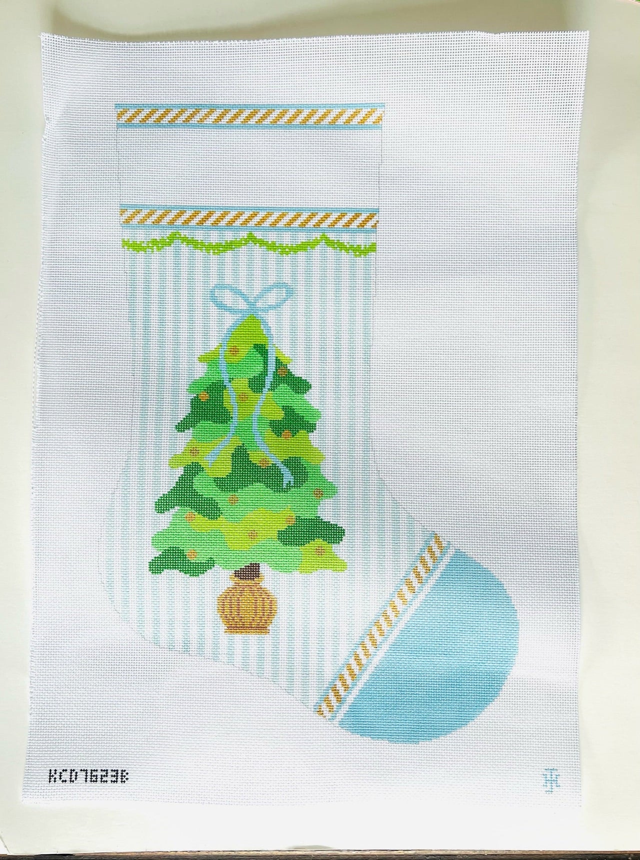 KCD7624B Tree on Blue Stocking - TS