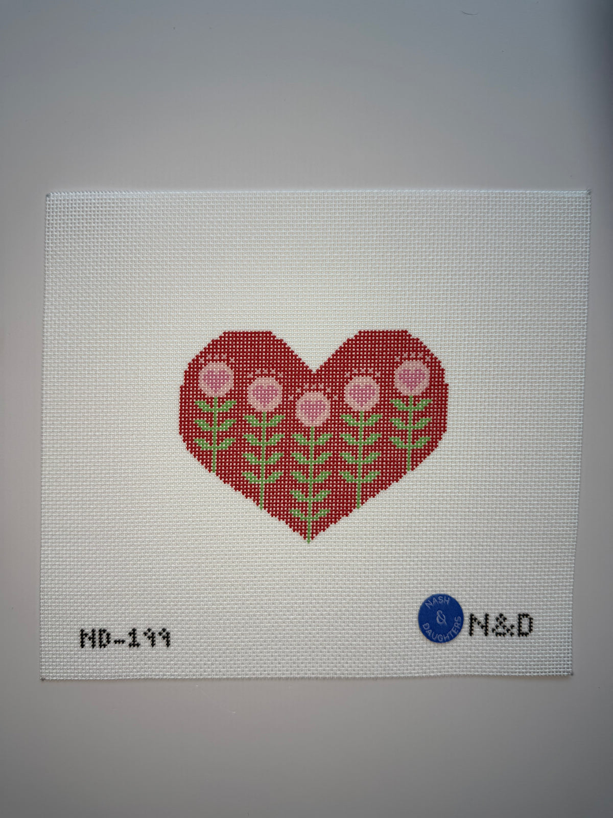 ND-199 Block Print Red Heart with Flowers - MKT