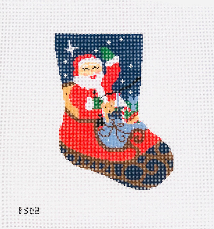 BS02 Santa Sleigh Ornament Sized Stocking Canvas - TS