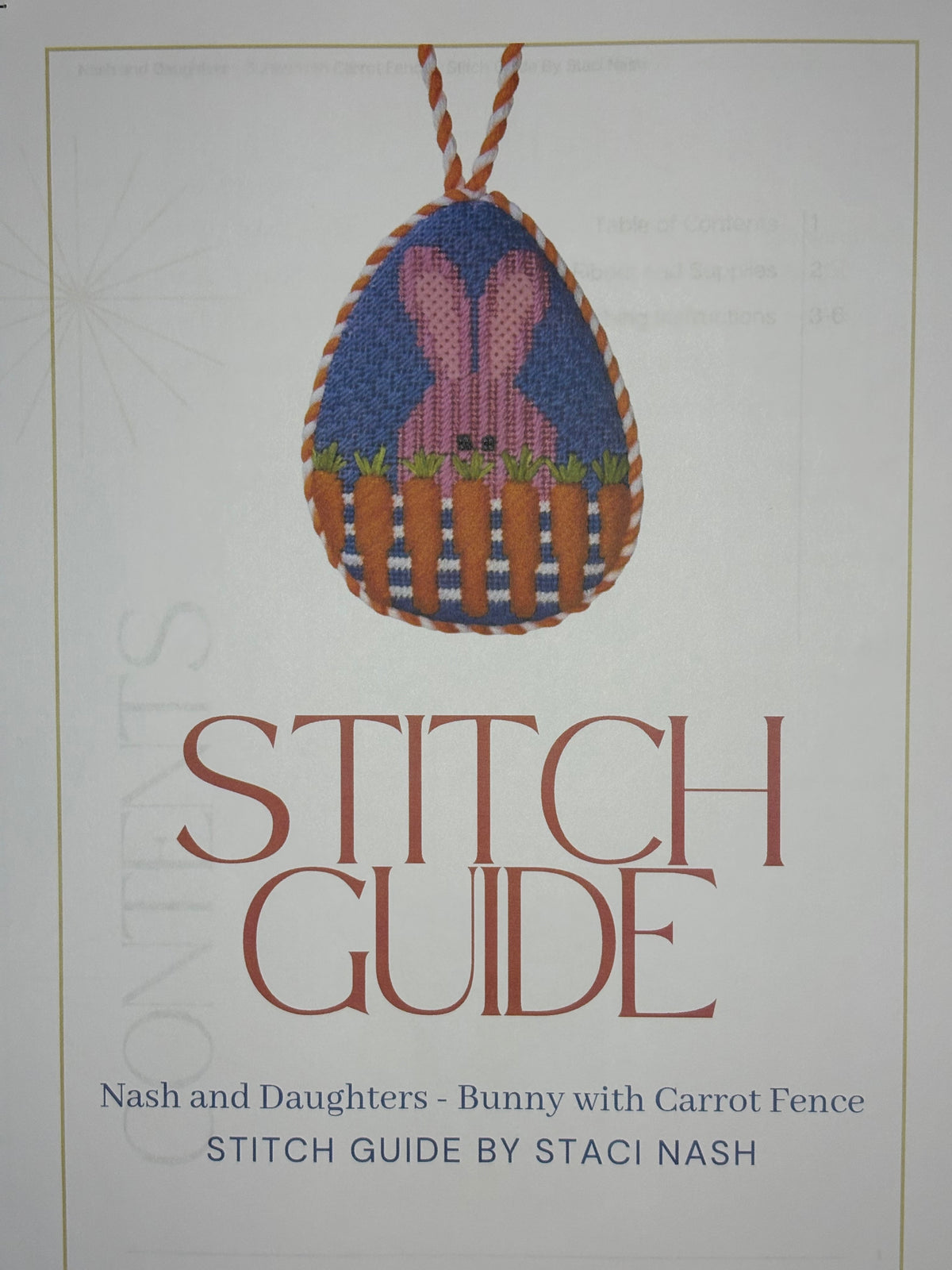 ND-16 Bunny with Carrot Fence Egg with Stitch Guide - MKT2