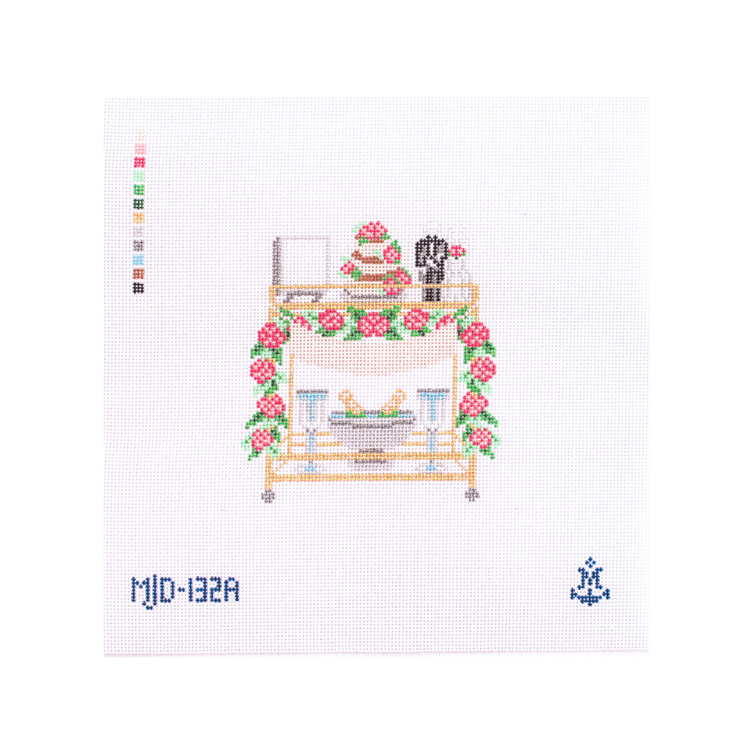 MJD-132A Wedding Bar Cart - Bride and Groom