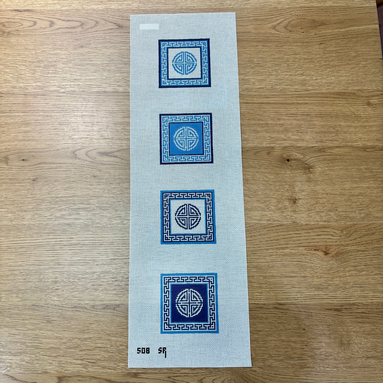 SR0508 Blue and White Symbols,  Coaster Set - 13 mesh - TS