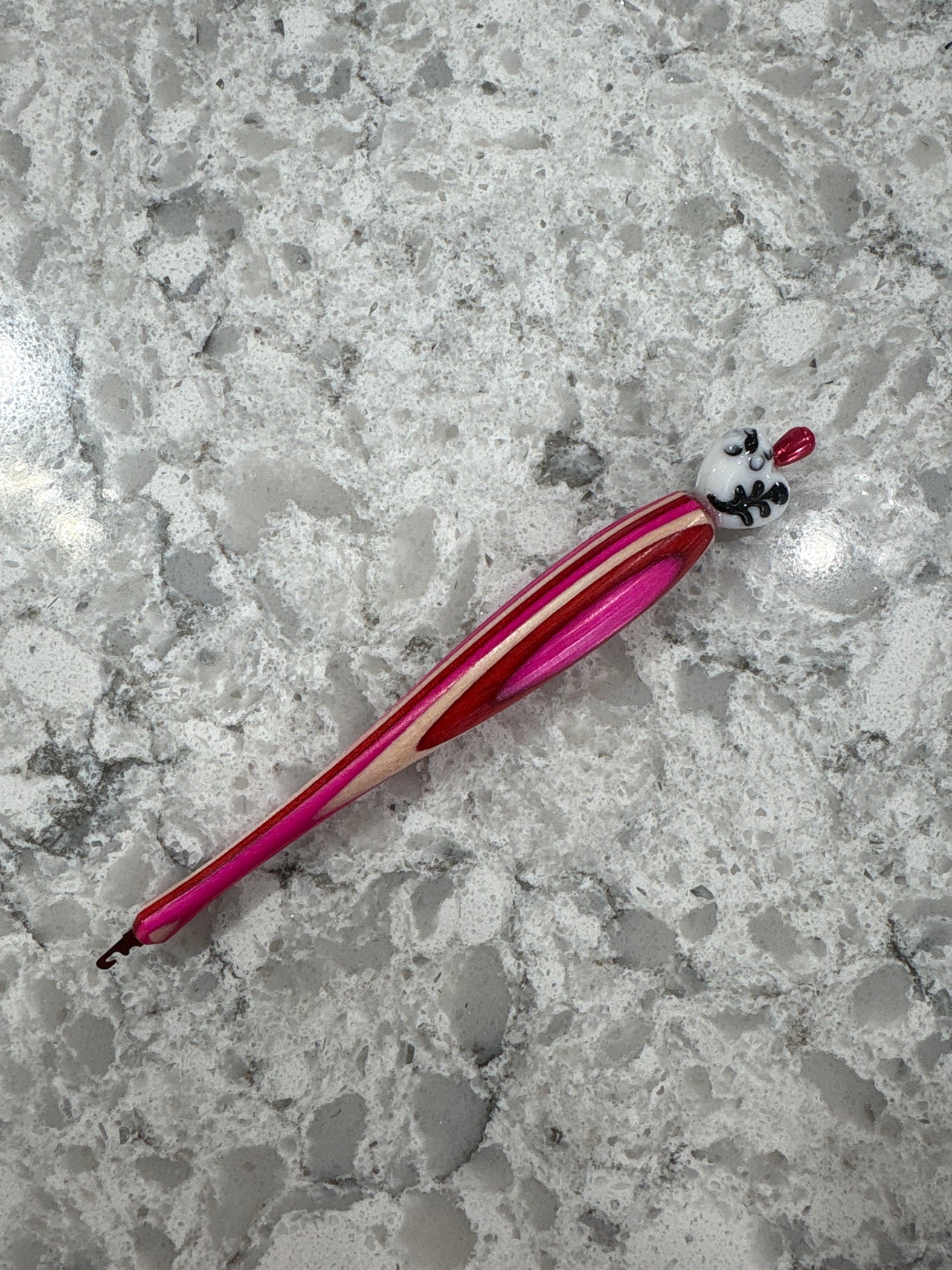 Special Edition Valentines Handcrafted Wooden Threader with Glass Bead