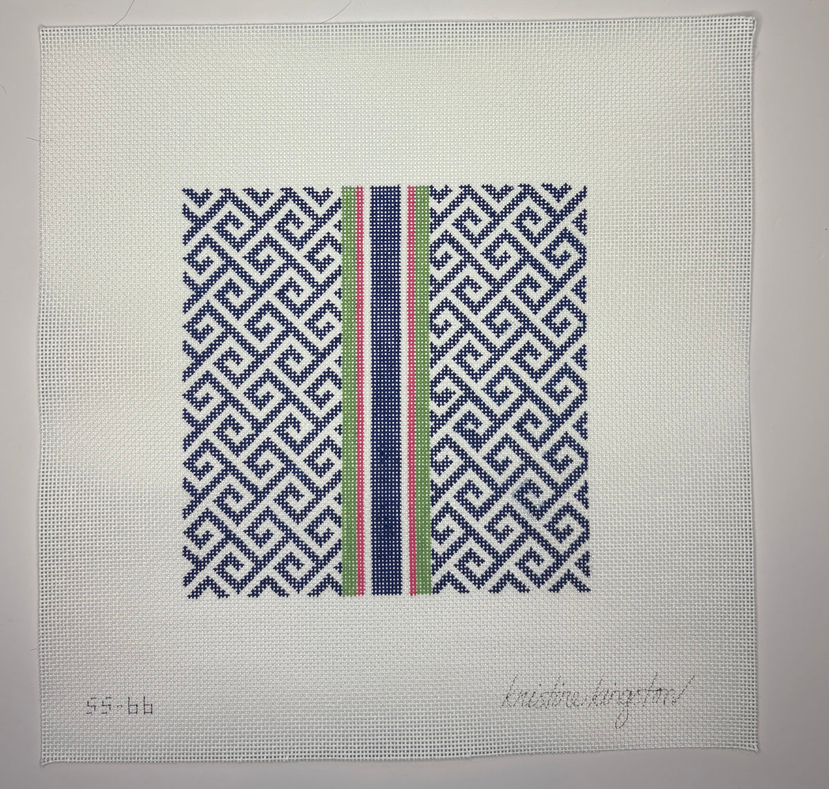 KKSS66 Greek Key with Navy Pink and Green Stripe - MKT3