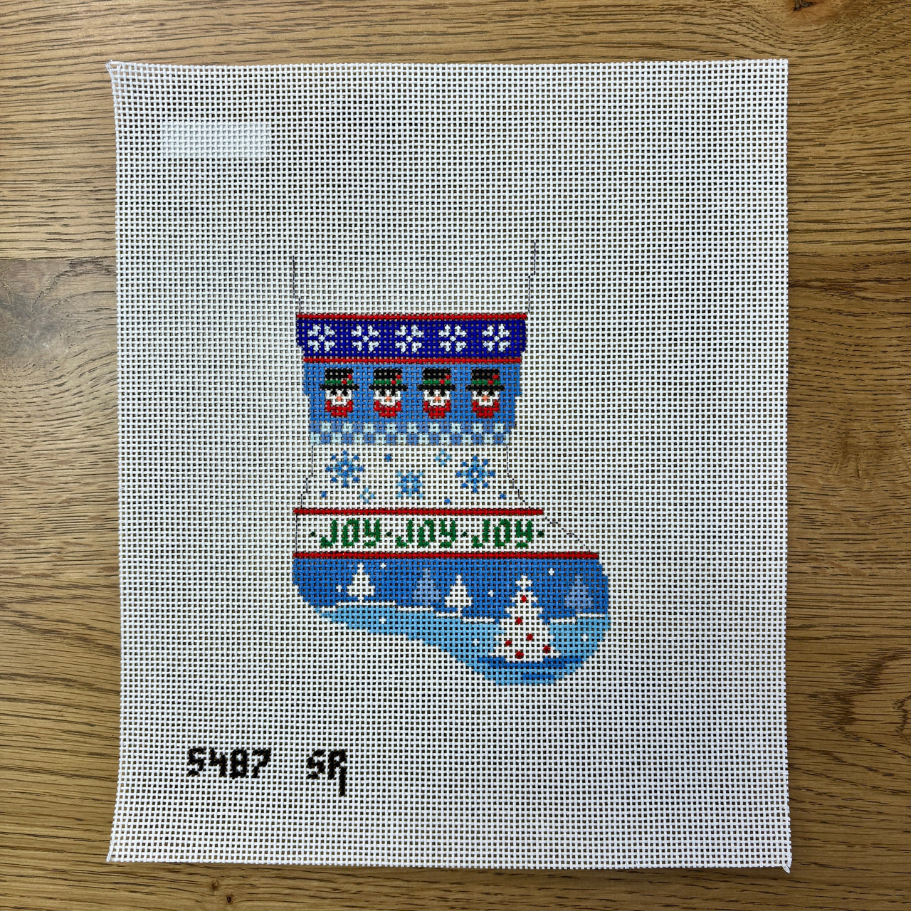 SR5487 Snowman, Snowflakes, Trees Stripe - Mini Stocking - TS