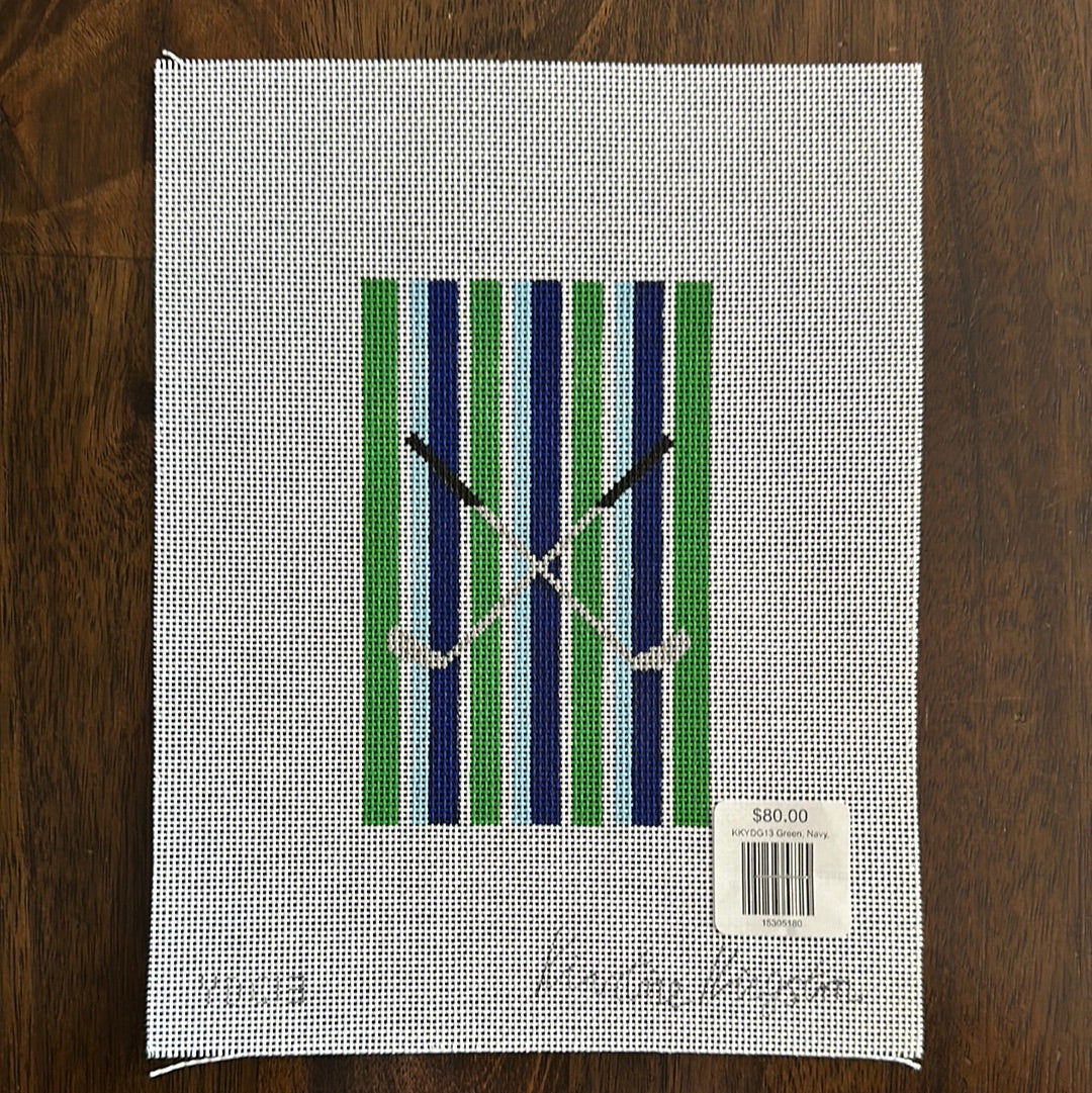 KKYDG13 Green, Navy, Pale Blue Stripe with Golf Clubs