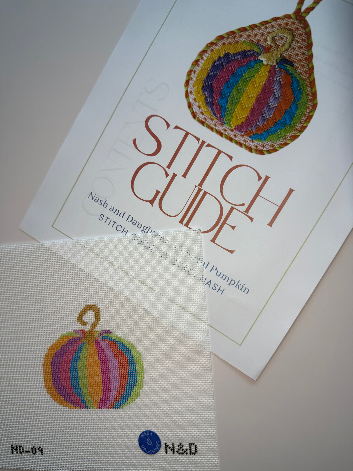 ND-09 Colorful Pumpkin Canvas and Stitch Guide - MKT