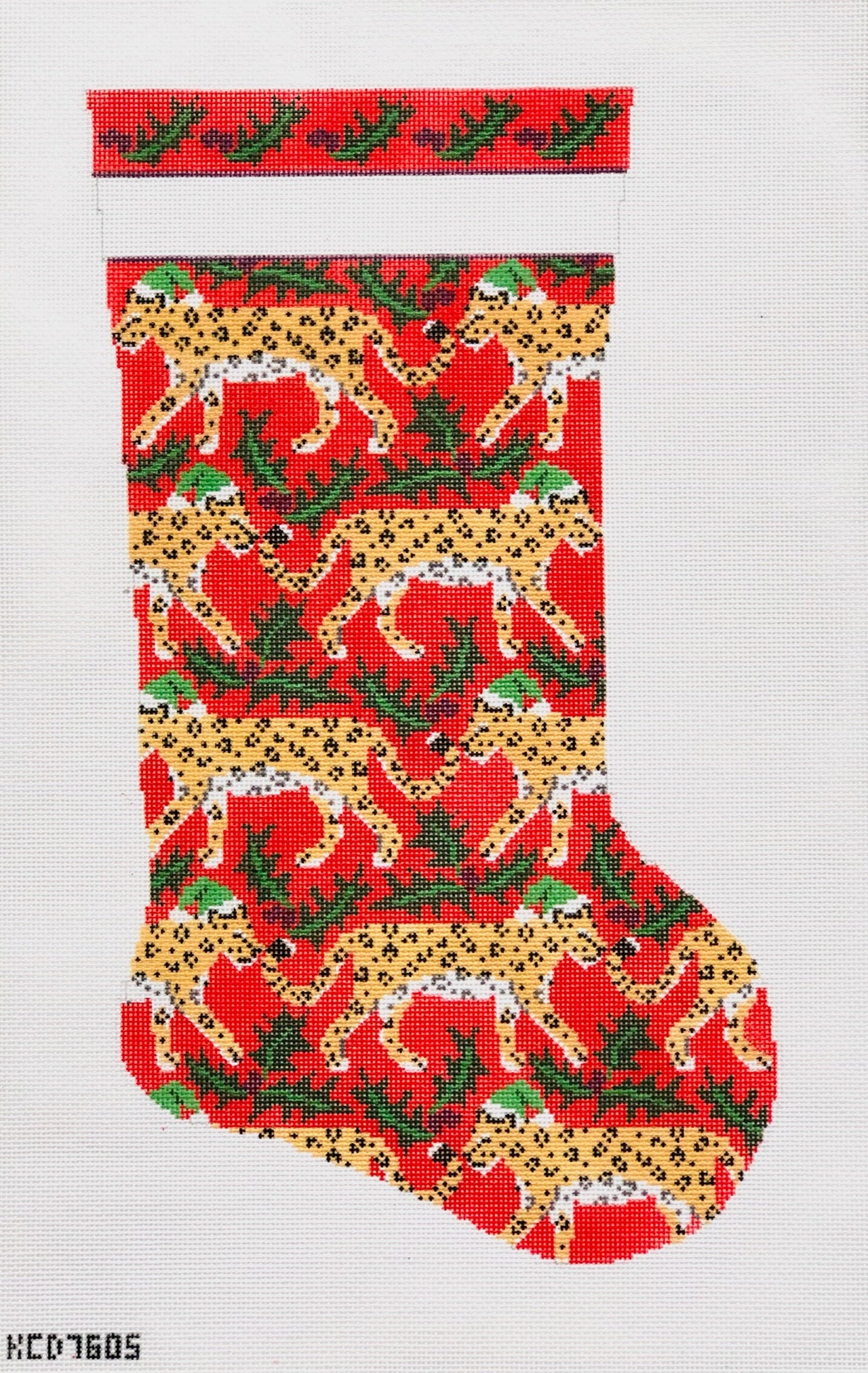 KCD7605 Leopard and Holly Stocking - TS