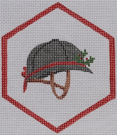 XM-128 Christmas Ornament – Riding Helmet w/ Greenery & Ribbon - TS