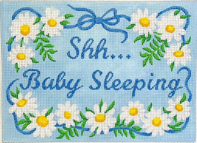 DH-39 “Shh...Baby Sleeping – Daisies – blues, yellows & greens  - TS