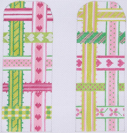 EGC-02h Glasses Case – Woven Ribbons – pinks & greens (half-size) - TS