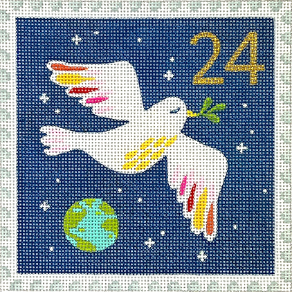 KH-PL-24 Klara Hawkins – Advent Stamp #24 – Peace on Earth Dove      - TS