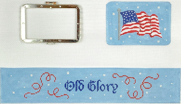 BXMREC-06 Limoges Box – Med. Rectangle Box – “Old Glory” American Flag (silver clasp)          - TS