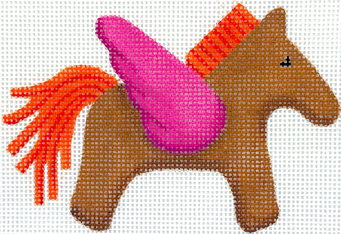 OM-452 Mini/Bag Charm – Hermès Pegasus – brown, orange & fuchsia      - TS
