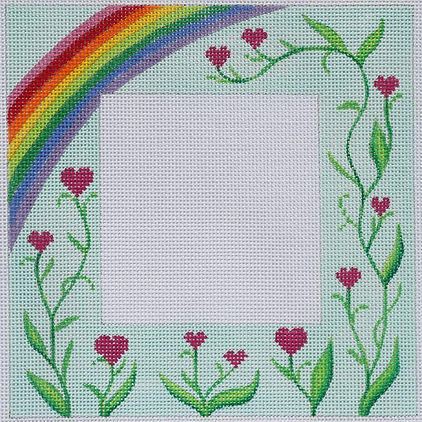 FR-12 Frame – Rainbow w/ Heart Flowers – multi on lt. blue - TS