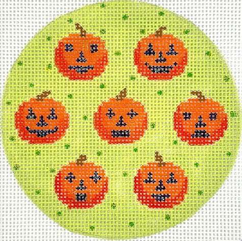 OM-406 Halloween Mini – Jack-o-Lanterns on Dotted Soft Green Background       - TS