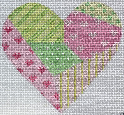 OM-07 Mini Heart – Patchwork – pinks & greens (March)  - TS