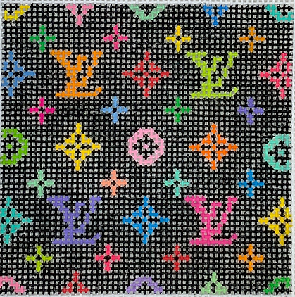 INSSQ3-02 Planet Earth 3” Square Insert – Louis Vuitton LV – multi color on black     - TS