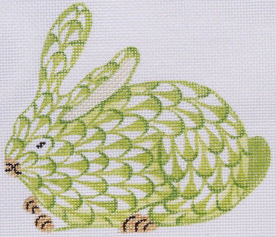 OM-149 Mini Herend-style Crouching Bunny – lime w/ gold - TS